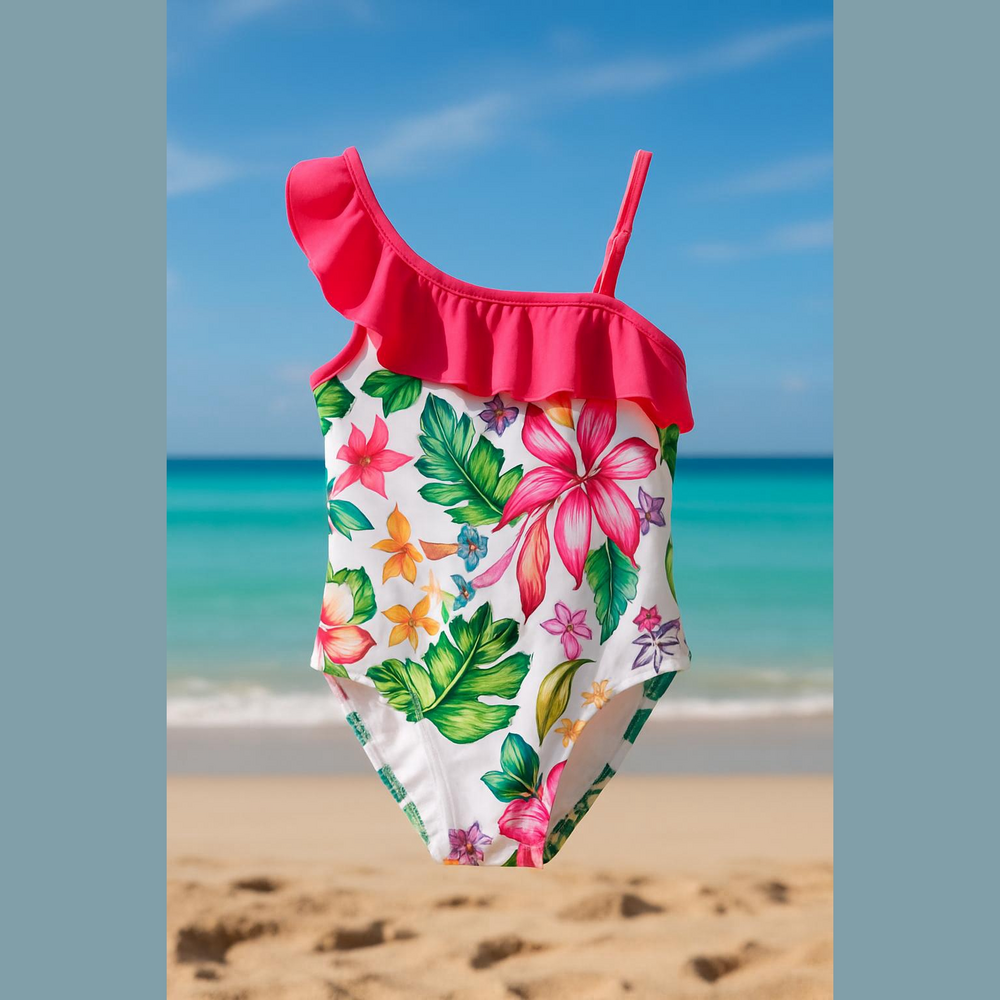 Indigo Rein Pink Floral Kids Swim One Piece Size 6